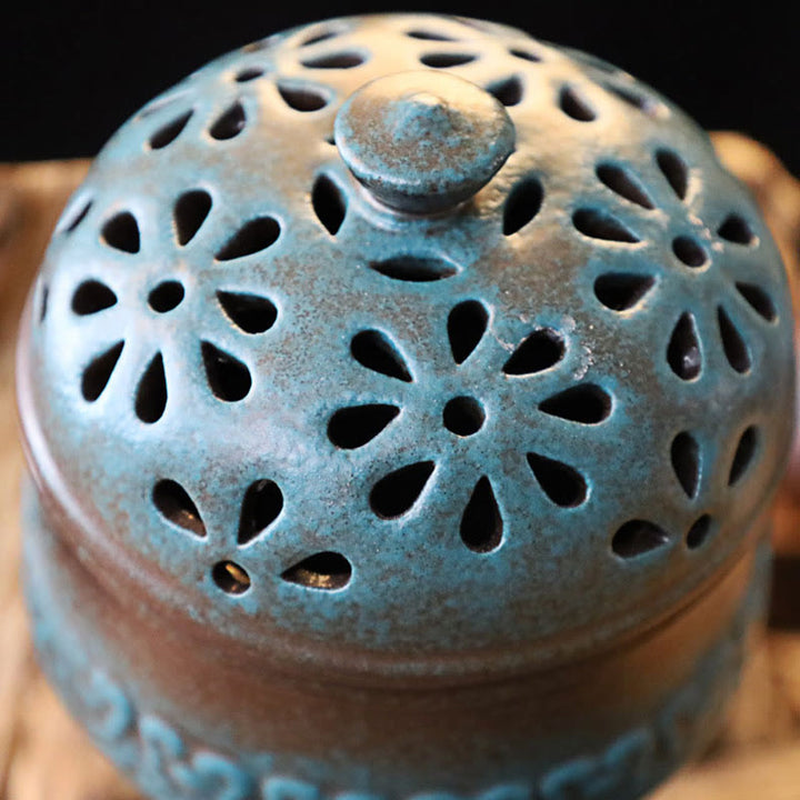 Brûleur d'encens en céramique pour méditation spirituelle, mini Buddha Stones creuses, décoration