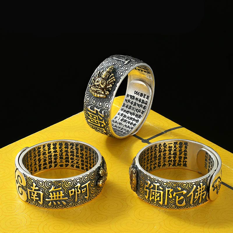 Bague ajustable Buddha Stones du zodiaque chinois Natal Bouddha Richesse Chance