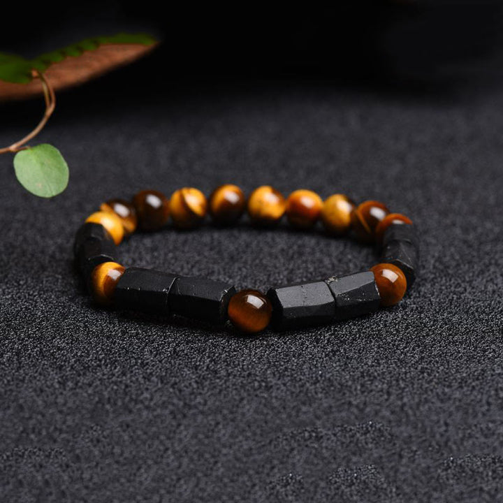 Bracelet positif en tourmaline noire naturelle œil de tigre Buddha Stones
