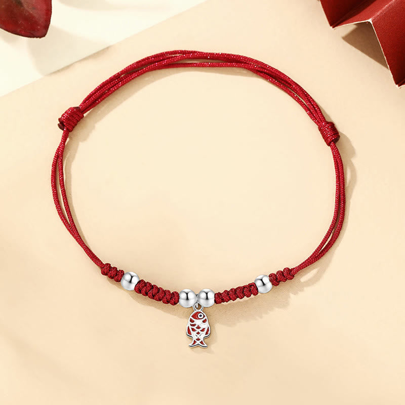 Bracelet tressé artisanal en argent sterling 925 avec poisson koï et richesse de Buddha Stones