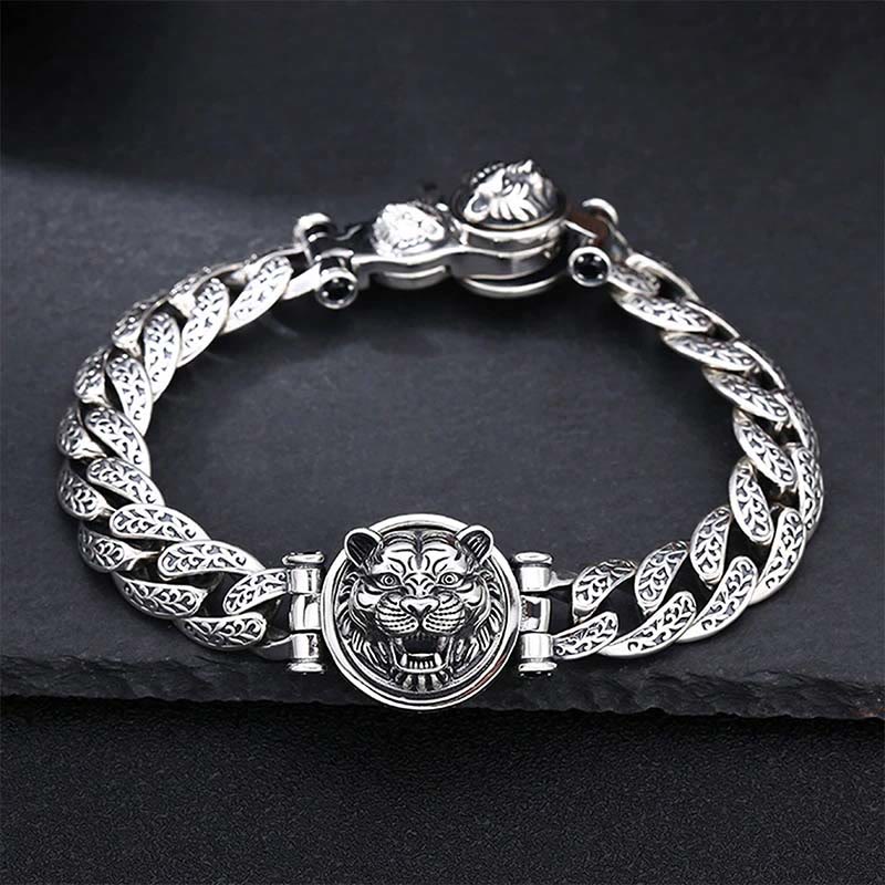 Bracelet énergétique porte-bonheur gravé avec motif floral de la dynastie Tang et Buddha Stones