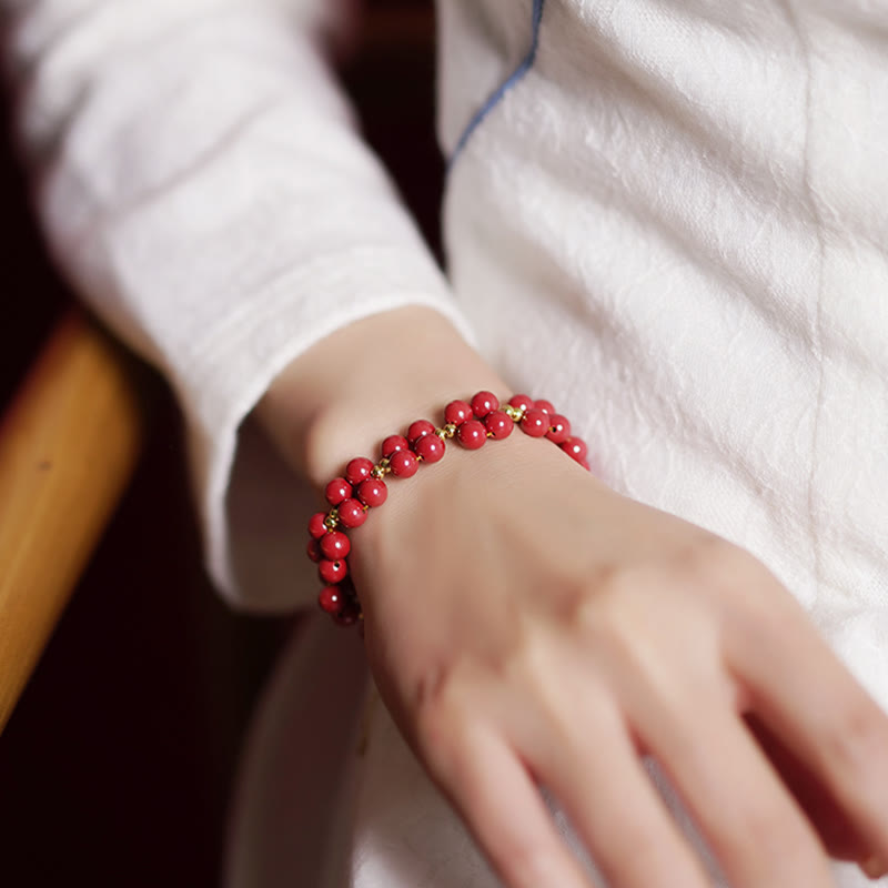Bracelet de bénédiction en perles de cinabre naturelles de Buddha Stones
