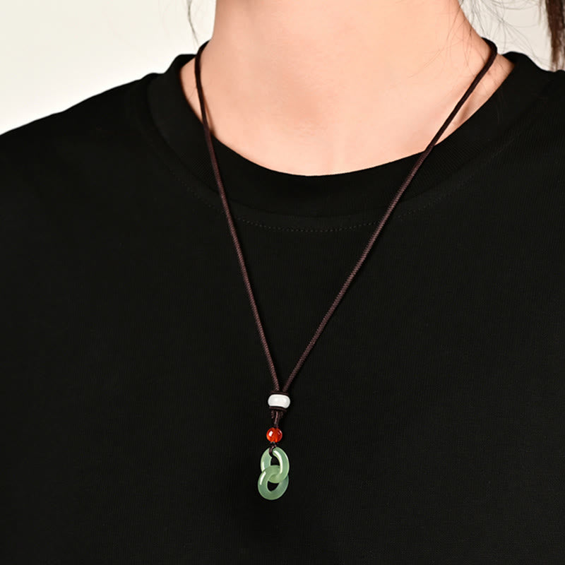 Buddha Stones naturel Hetian en jade blanc et double boucle de paix - image 4