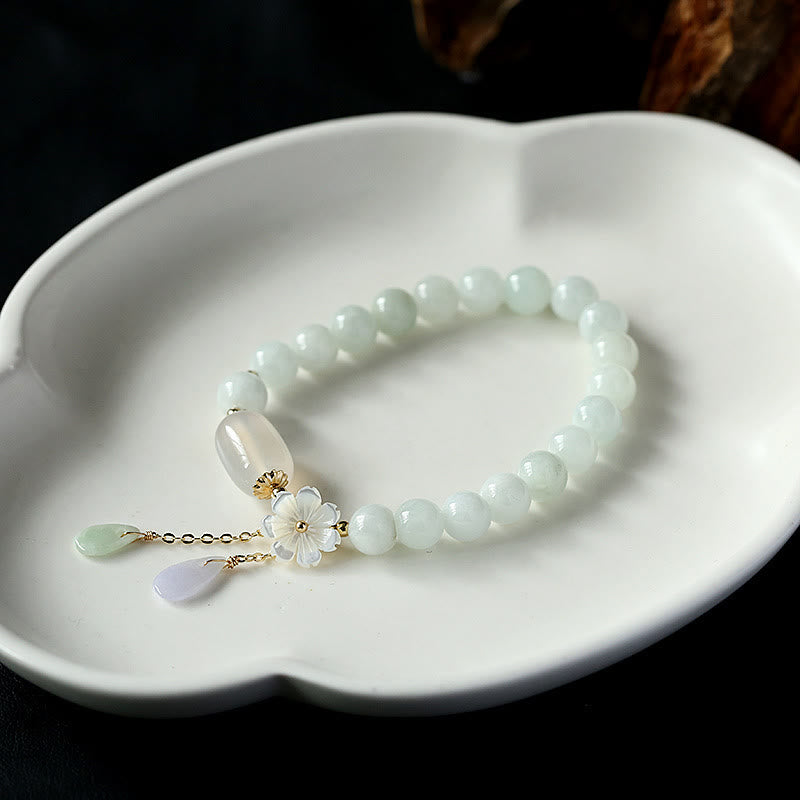 Bracelet porte-bonheur en jade blanc naturel Buddha Stones