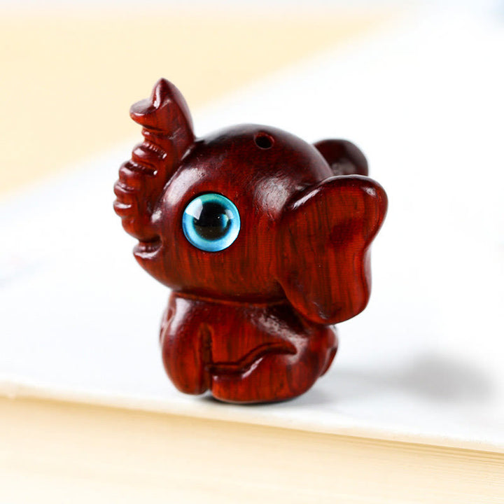 Buddha Stones Bois de santal Petite feuille Bois de santal rouge Bois de santal vert Mini éléphant porte-bonheur sculpté Décoration de protection