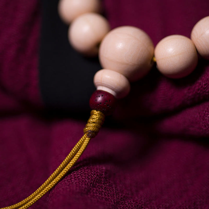 Bracelet Mala en bois d'Abelia Biflora naturel Buddha Stones et bénédiction