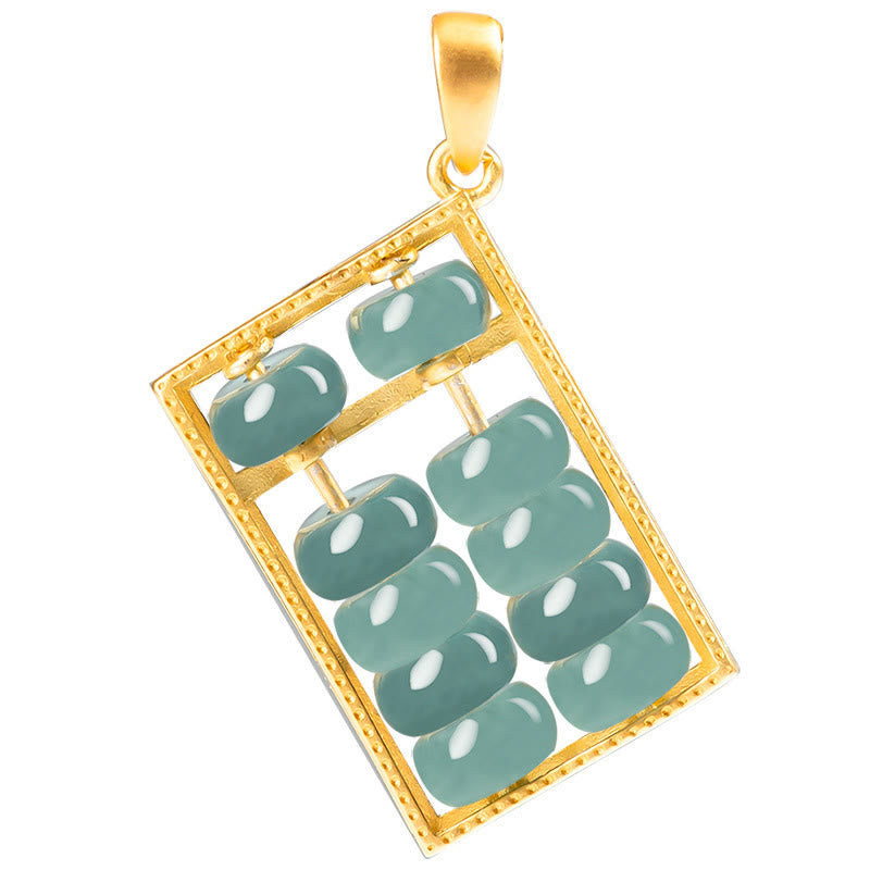 Collier pendentif en argent sterling 925 avec Buddha Stones et jade naturel à motif boulier