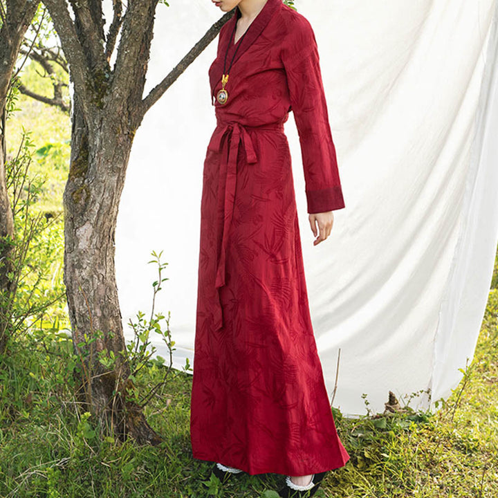 Robe tibétaine en Buddha Stones Vêtements Lhassa Robe longue portefeuille Robe longue Vêtements pour femmes