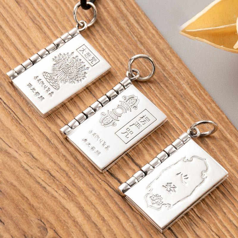 Collier pendentif en argent sterling 990 Buddha Stones et cœur Sutra de la grande compassion Shurangama Mantra Lotus Vajra Peace - image 1