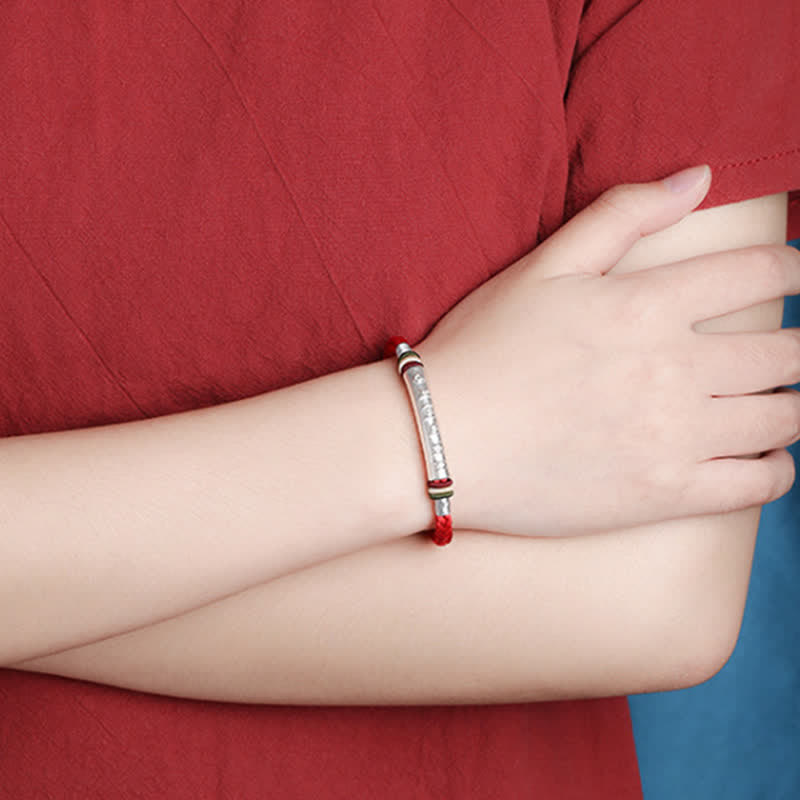 Bracelet en argent sterling 999 avec Buddha Stones Om Mani Padme Hum et force de protection