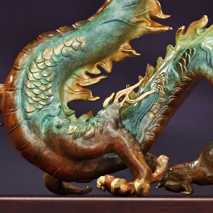 Buddha Stones Année du Dragon Dragon de Bon augure Laiton Cuivre Chance Succès Décoration de Bureau