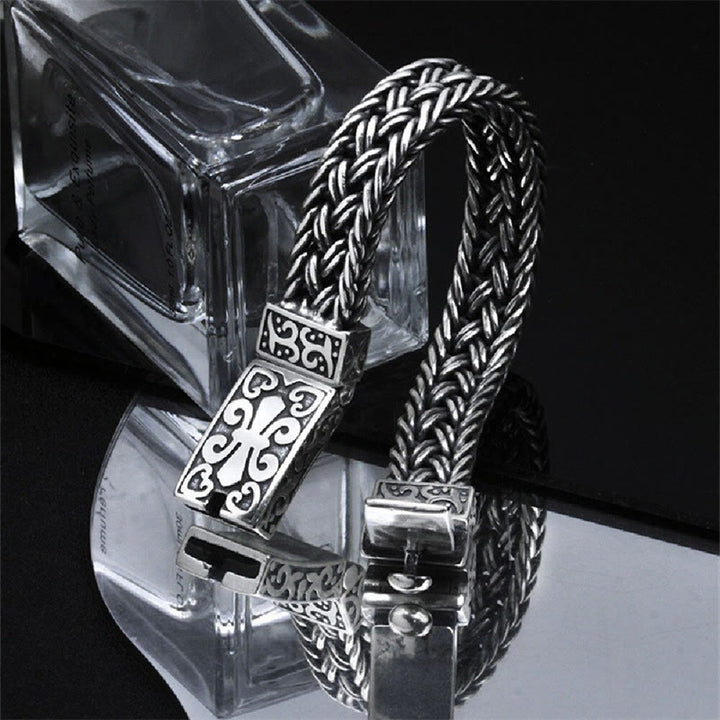 Bracelet de guérison tressé à motif totem de vigne rétro Buddha Stones