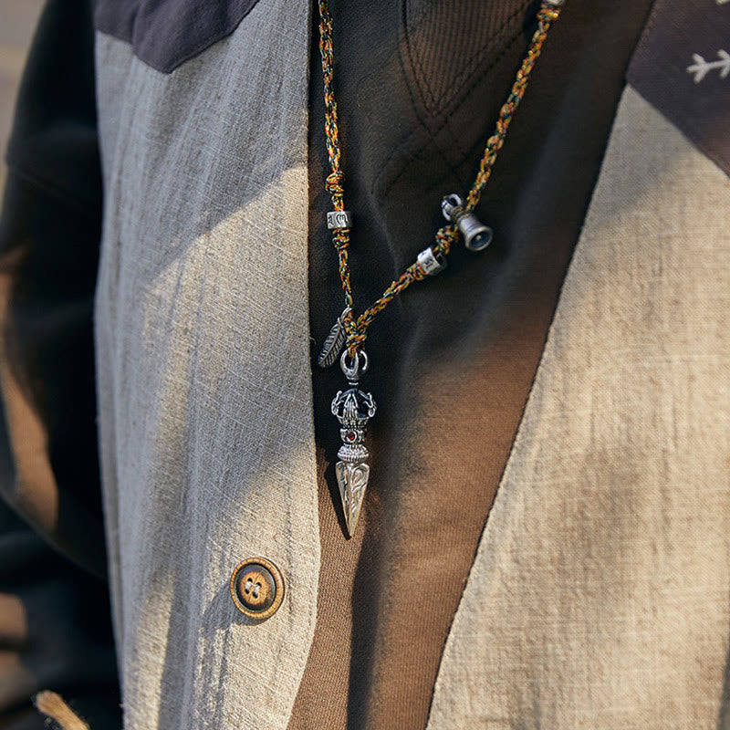 Collier pendentif en argent sterling 925 fait à la main avec Buddha Stones Dorje Vajra Om Mani Padme Hum Feather Strength - image 4