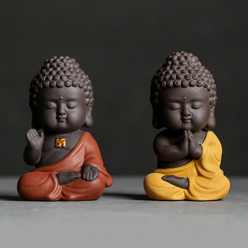 Buddha Stones Petit Bouddha Sérénité Argile violette Décoration de bureau à domicile - image 1