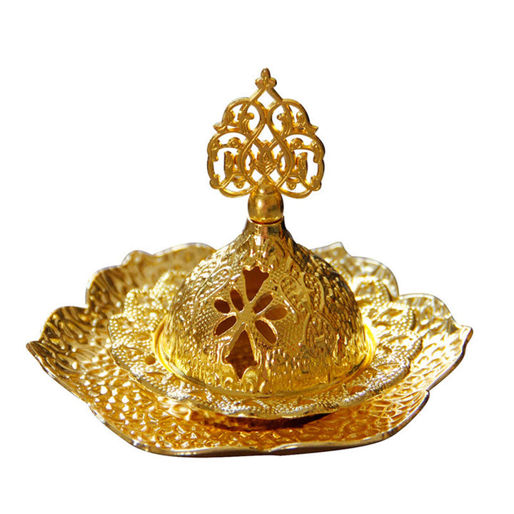 Brûleur d'encens spirituel en alliage de métal mini sous-verre en feuille d'or