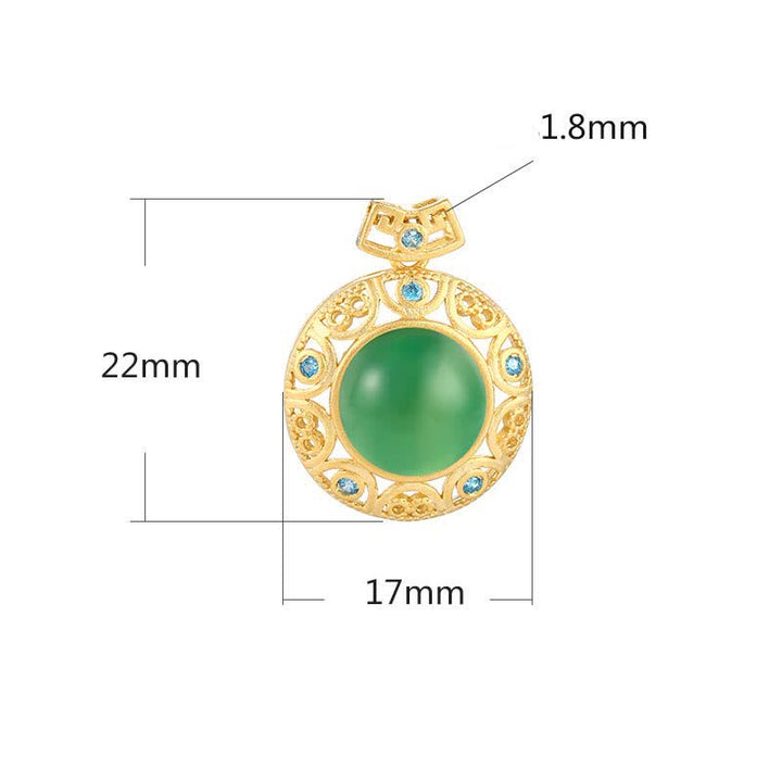 Collier pendentif en argent sterling 925 avec calcédoine verte et jade blanc Hetian