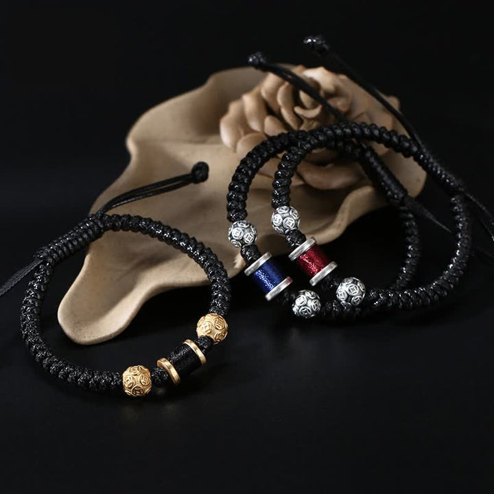 Bracelet en fil tressé avec perles en cuivre et argent sterling 999 de Buddha Stones