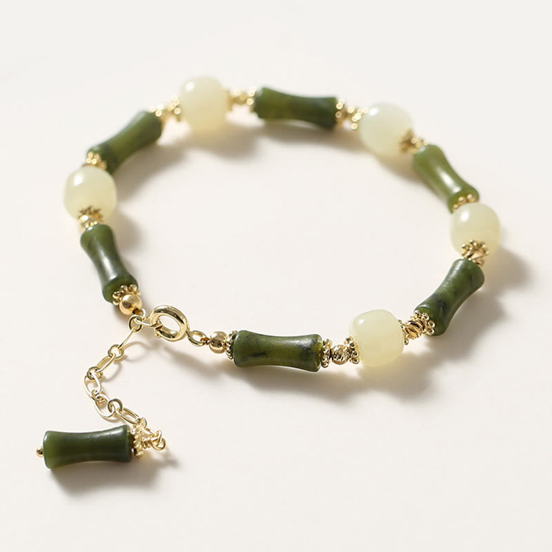 Bracelet chaîne porte-bonheur en bambou avec Buddha Stones