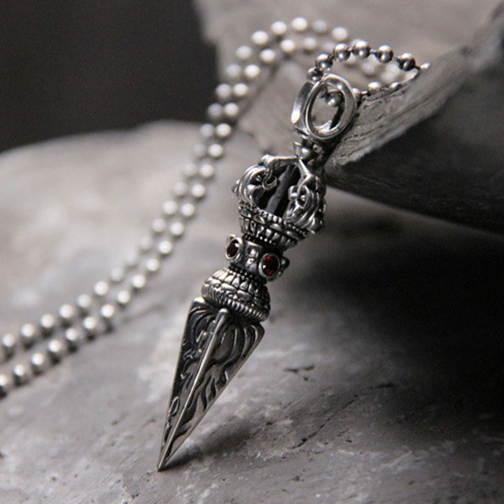 Collier pendentif Vajra en argent sterling 925 avec Buddha Stones