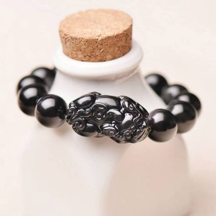 Bracelet de richesse en obsidienne FengShui PiXiu Buddha Stones