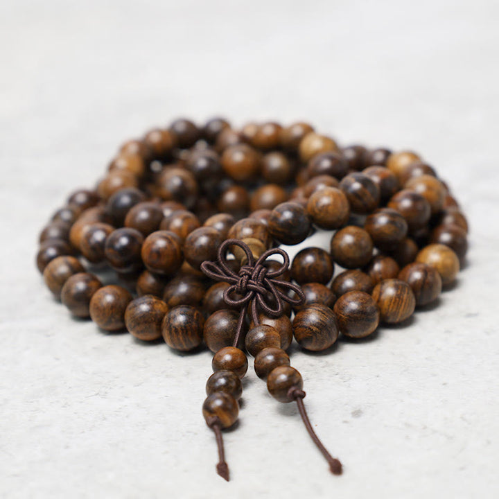 Bracelet Mala 108 Buddha Stones Prière Méditation Bois de Santal Élastique - image 1