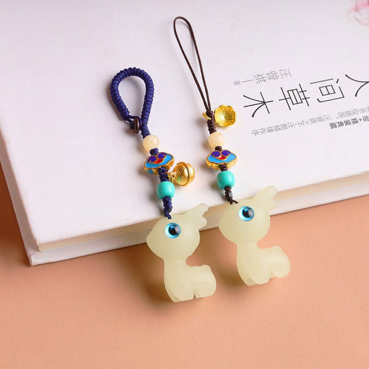 Porte-clés lumineux en forme de cerf porte-bonheur en Buddha Stones, mini et mignon, décoration à suspendre pour téléphone et voiture