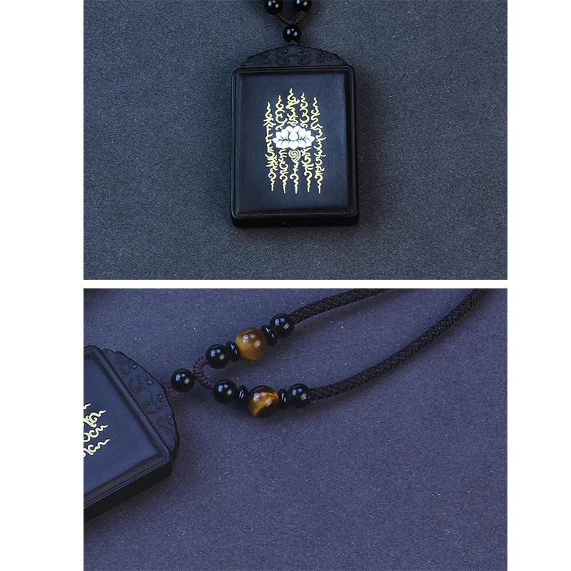 Collier pendentif calme en bois d'ébène incrusté de lotus en argent sterling 999 Buddha Stones - image 5