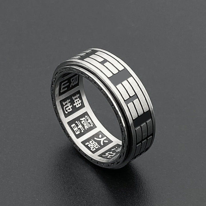 Buddha Stones Bagua Yin Yang titane acier Balance anneau rotatif