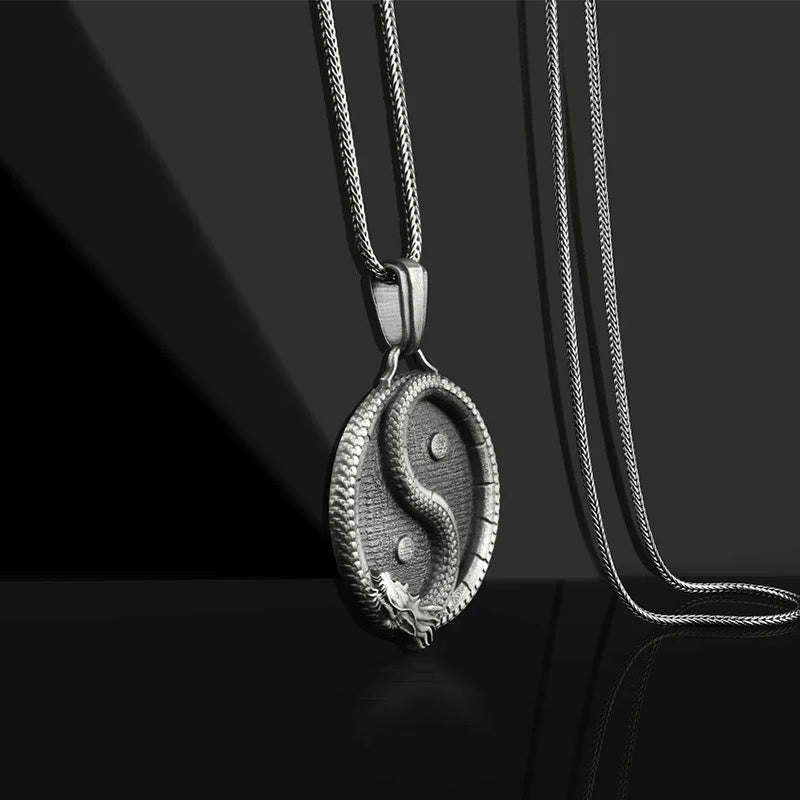 Collier pendentif en étain pur avec Buddha Stones et dragon Yin Yang - image 2