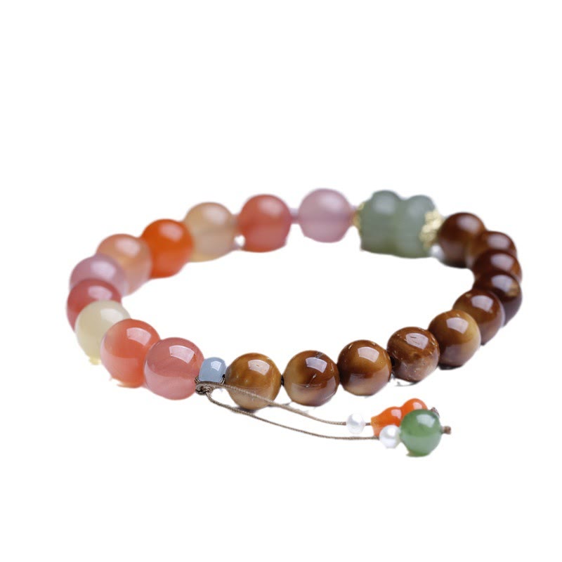 Bracelet de protection de richesse en jade Hetian et agate Yanyuan en graines de Kuka et Buddha Stones
