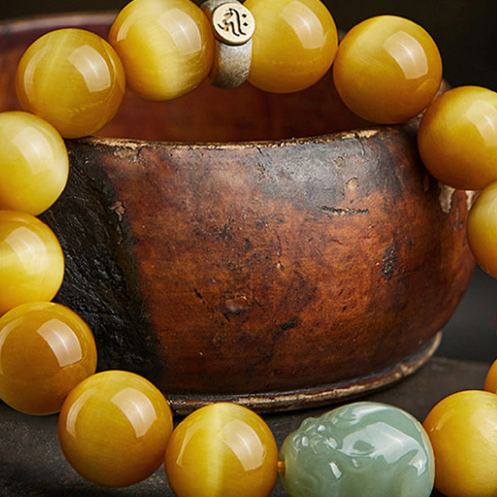 Bracelet de protection en jade Pixiu œil de tigre Bouddha natal du zodiaque chinois