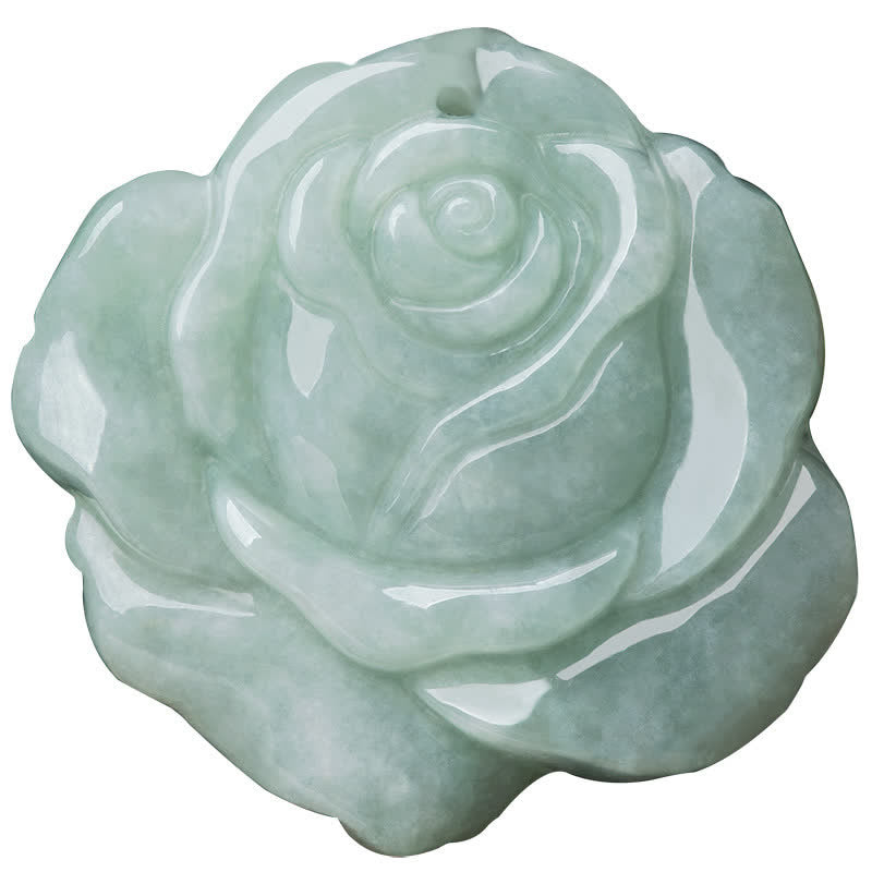 Collier pendentif en jade à motif de lotus Buddha Stones et pendentif en forme de chaîne pour l'abondance et la prospérité