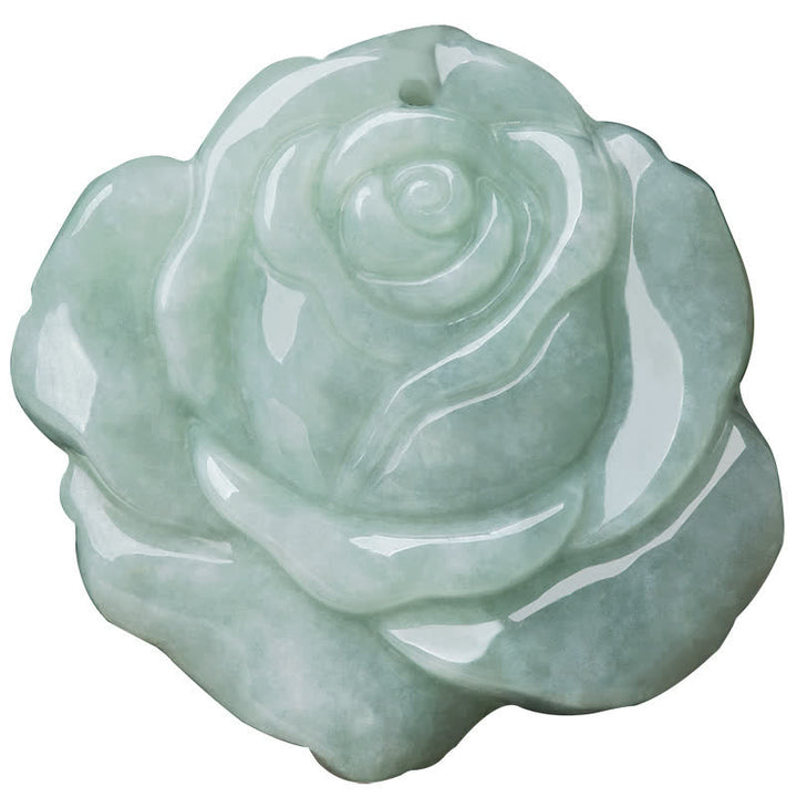 Collier pendentif en jade à motif de lotus Buddha Stones et pendentif en forme de chaîne pour l'abondance et la prospérité