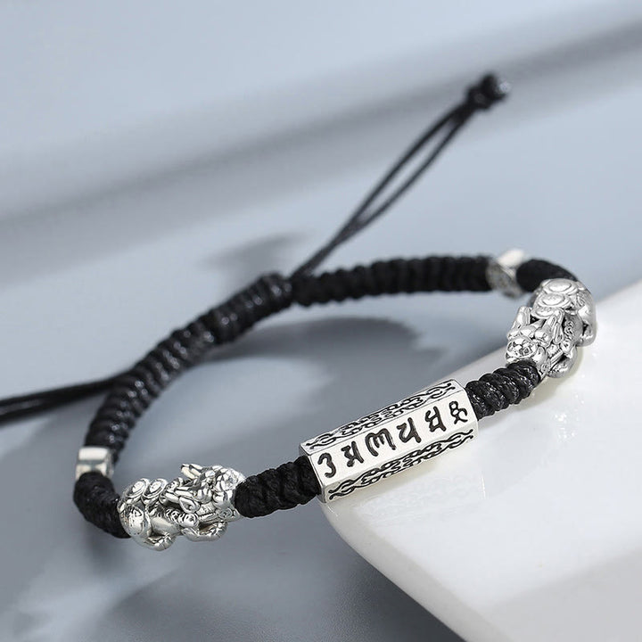 Bracelet en cuivre Feng Shui avec double PiXiu et Buddha Stones Om Mani Padme Hum - image 2