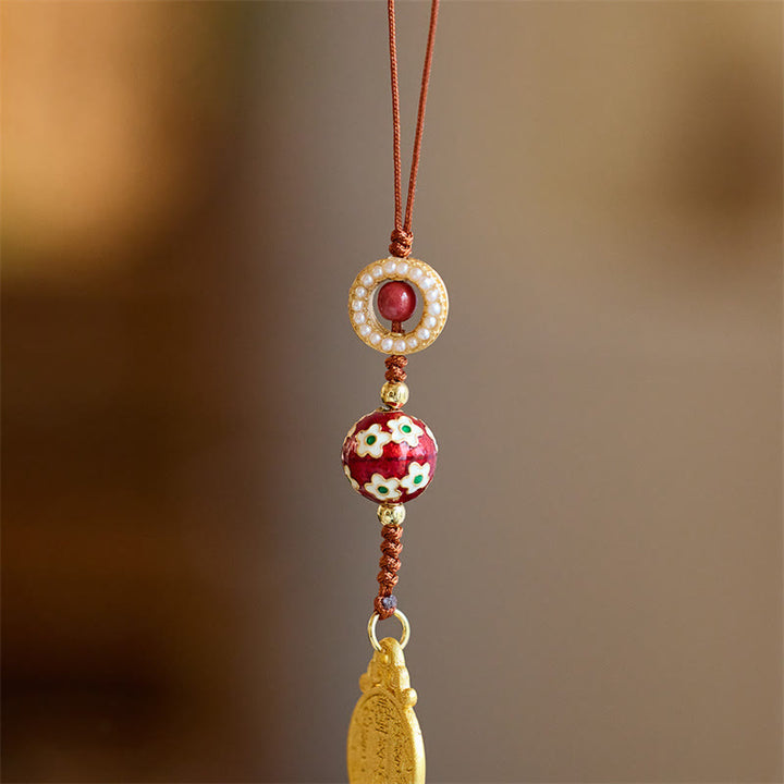 Buddha Stones Wu Lou Gourd Fu Caractère Tai Sui Amulette Fortune Téléphone Suspendu Décoration Porte-clés