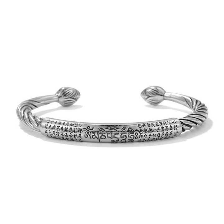 Bracelet manchette tibétain en Buddha Stones Om Mani Padme Hum Sutra du cœur Pureté