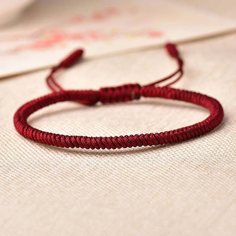 Bracelet tibétain porte-bonheur avec 3 Buddha Stones et cordon rouge