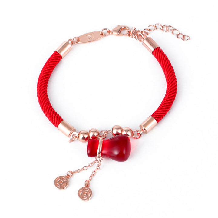 Bracelet en corde rouge et agate rouge Buddha Stones et attracteur de richesse