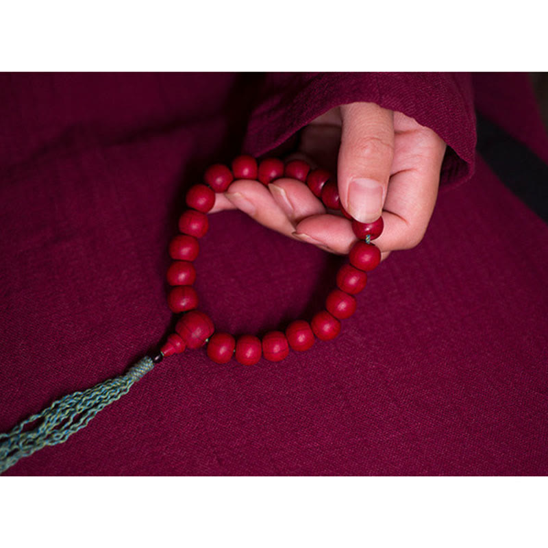 Bracelet Mala en bois d'Abelia Biflora de Buddha Stones pour éloigner les mauvais esprits