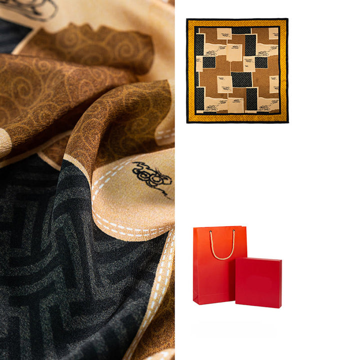 Écharpe en soie de mûrier 100 % peinture à l'huile de la jungle avec Buddha Stones et nuages ​​de bon augure, écharpe de cou en soie double face de qualité supérieure 6A - image 24