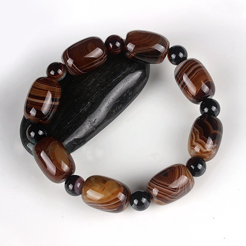 Bracelet de courage et de bonheur en sardonyx naturel Buddha Stones