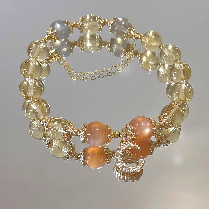 Bracelet d'énergie abondante en citrine de la lune bénie de Buddha Stones