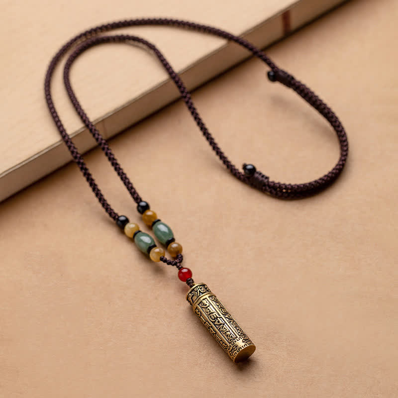 Buddhastoneshop Tibet Om Mani Padme Hum Agate Shurangama Sutra Protection Collier Pendentif - image 4