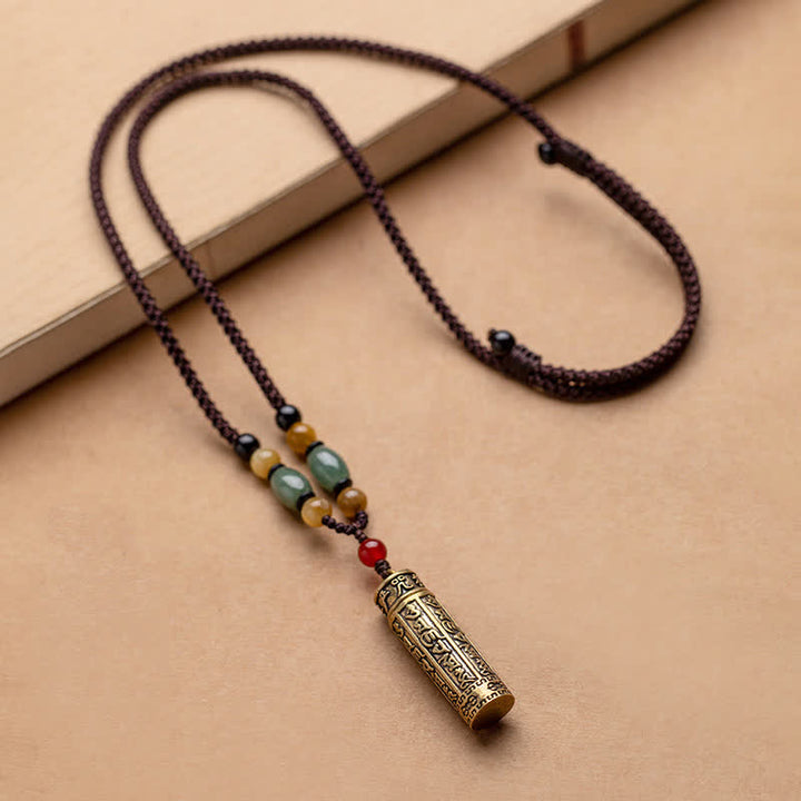 Buddhastoneshop Tibet Om Mani Padme Hum Agate Shurangama Sutra Protection Collier Pendentif - image 4