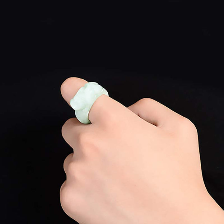 Bague porte-bonheur Fengshui en jade PiXiu
