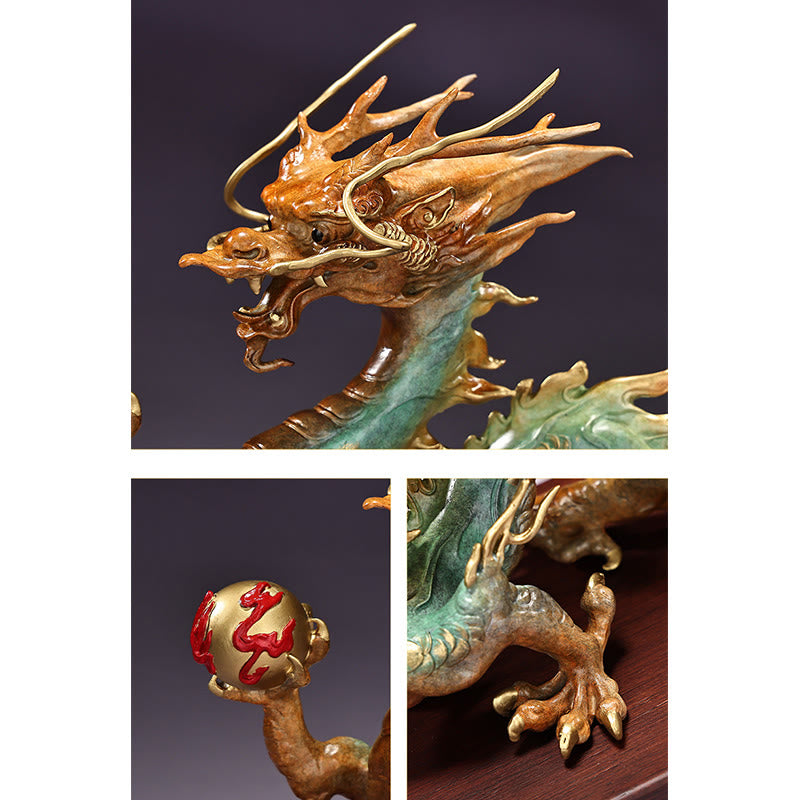 Buddha Stones Année du Dragon Dragon de Bon augure Laiton Cuivre Chance Succès Décoration de Bureau