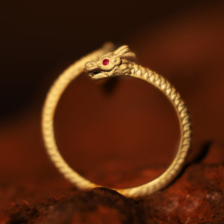 Bague ajustable en argent sterling 925 Buddha Stones , vintage, année du dragon, protection, force