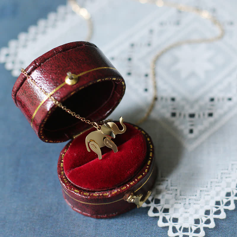 Collier porte-bonheur en acier titane avec pendentif éléphant