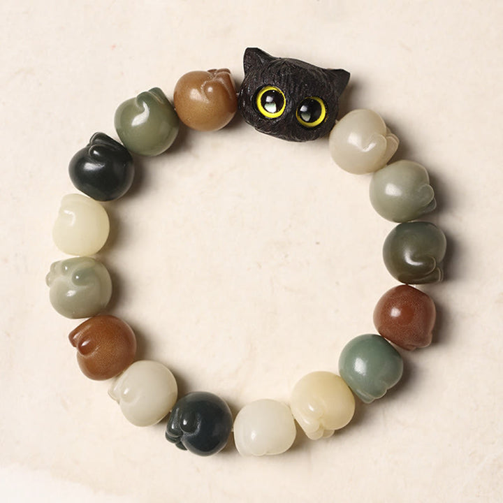 Bracelet de sagesse porte-bonheur en bois d'ébène avec de belles pattes et des graines de Bodhi naturelles de Buddha Stones - image 3