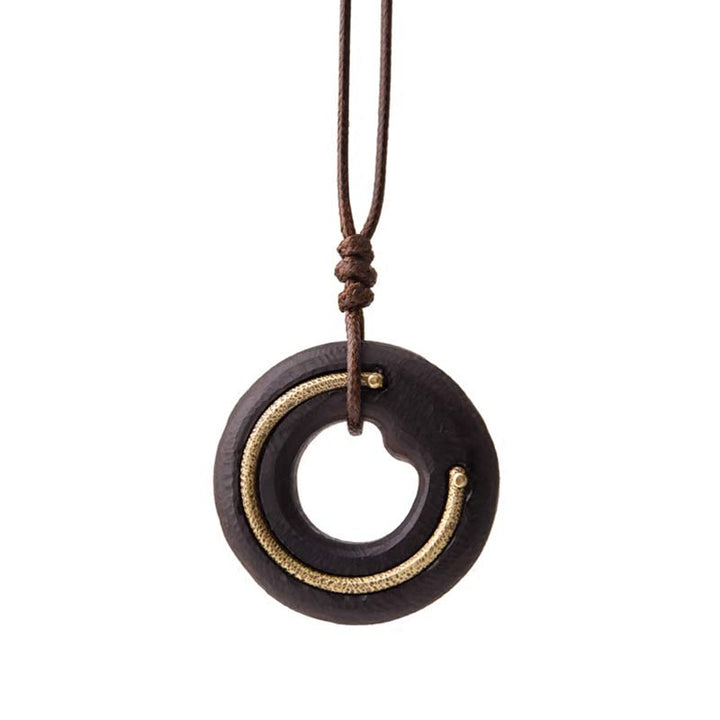Collier pendentif en bois d'ébène avec Buddha Stones et cercle zen - image 16